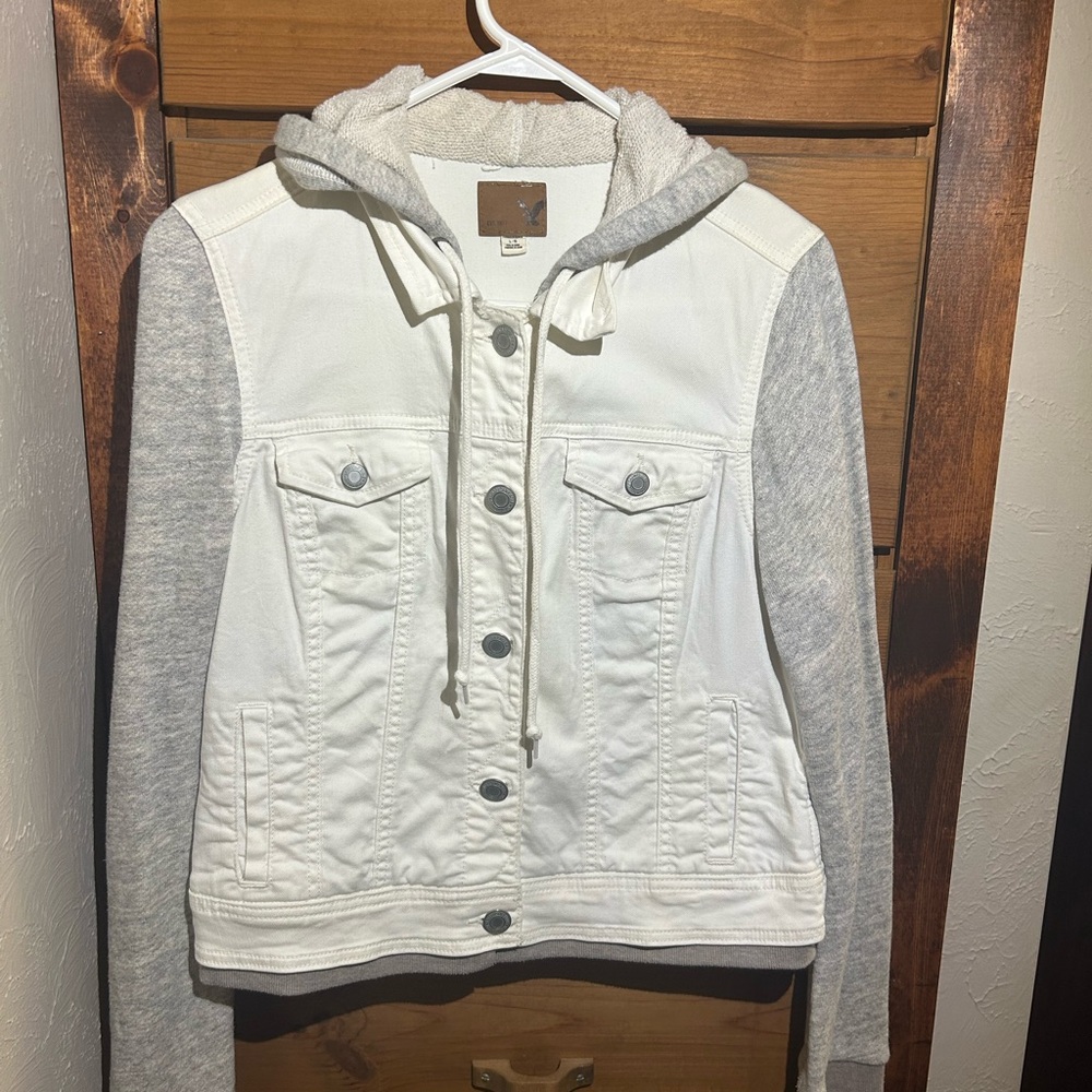 AE White and Gray Jean Jacket